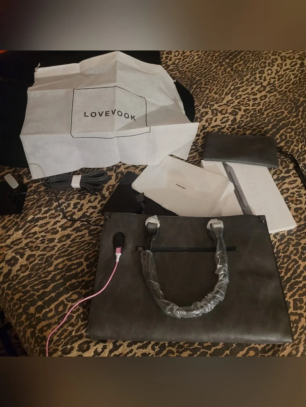 2Pcs Lovevook Vintage Leather Laptop Bag